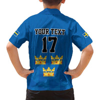 Custom Sweden Ice Hokey Go Champions Family Matching Long Sleeve Bodycon Dress and Hawaiian Shirt Blue Style