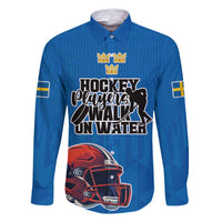 Custom Sweden Ice Hokey Go Champions Family Matching Long Sleeve Bodycon Dress and Hawaiian Shirt Blue Style