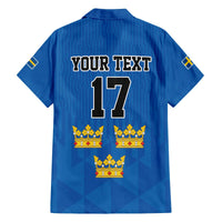 Custom Sweden Ice Hokey Go Champions Family Matching Off The Shoulder Long Sleeve Dress and Hawaiian Shirt Blue Style