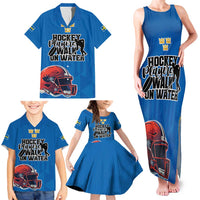 Custom Sweden Ice Hokey Go Champions Family Matching Tank Maxi Dress and Hawaiian Shirt Blue Style