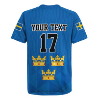 Custom Sweden Ice Hokey Go Champions Rugby Jersey Blue Style