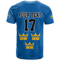 Custom Sweden Ice Hokey Go Champions T Shirt Blue Style