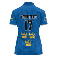 Custom Sweden Ice Hokey Go Champions Women Polo Shirt Blue Style