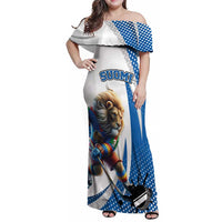 Custom Finland Ice Hockey Go Champions Family Matching Off Shoulder Maxi Dress and Hawaiian Shirt Suomi Leijonat Sporty Style
