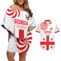 Custom Georgia Rugby We are Champions Couples Matching Off Shoulder Short Dress and Hawaiian Shirt Sporty Style with The Lelos