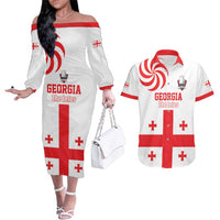 Custom Georgia Rugby We are Champions Couples Matching Off The Shoulder Long Sleeve Dress and Hawaiian Shirt Sporty Style with The Lelos