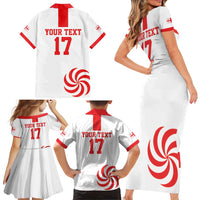 Custom Georgia Rugby We are Champions Family Matching Short Sleeve Bodycon Dress and Hawaiian Shirt Sporty Style with The Lelos