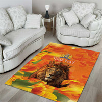 Personalized Netherlands Koningsdag Area Rug 27th April Lion with Orange Tulip