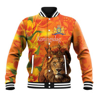 Personalized Netherlands Koningsdag Baseball Jacket 27th April Lion with Orange Tulip