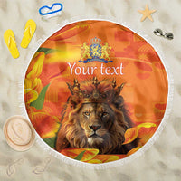 Personalized Netherlands Koningsdag Beach Blanket 27th April Lion with Orange Tulip