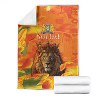Personalized Netherlands Koningsdag Blanket 27th April Lion with Orange Tulip
