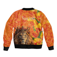 Personalized Netherlands Koningsdag Bomber Jacket 27th April Lion with Orange Tulip
