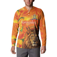 Personalized Netherlands Koningsdag Button Sweatshirt 27th April Lion with Orange Tulip
