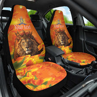 Personalized Netherlands Koningsdag Car Seat Cover 27th April Lion with Orange Tulip