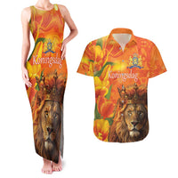 Personalized Netherlands Koningsdag Couples Matching Tank Maxi Dress and Hawaiian Shirt 27th April Lion with Orange Tulip