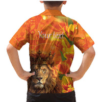 Personalized Netherlands Koningsdag Family Matching Mermaid Dress and Hawaiian Shirt 27th April Lion with Orange Tulip