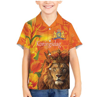 Personalized Netherlands Koningsdag Family Matching Mermaid Dress and Hawaiian Shirt 27th April Lion with Orange Tulip