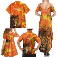 Personalized Netherlands Koningsdag Family Matching Summer Maxi Dress and Hawaiian Shirt 27th April Lion with Orange Tulip