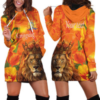 Personalized Netherlands Koningsdag Hoodie Dress 27th April Lion with Orange Tulip