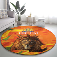 Personalized Netherlands Koningsdag Round Carpet 27th April Lion with Orange Tulip