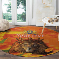 Personalized Netherlands Koningsdag Round Carpet 27th April Lion with Orange Tulip