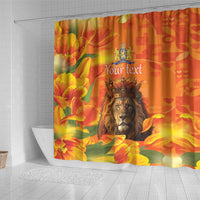 Personalized Netherlands Koningsdag Shower Curtain 27th April Lion with Orange Tulip