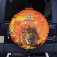 Personalized Netherlands Koningsdag Spare Tire Cover 27th April Lion with Orange Tulip