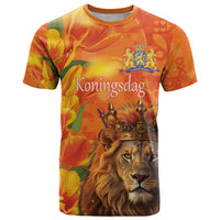 Personalized Netherlands Koningsdag T Shirt 27th April Lion with Orange Tulip