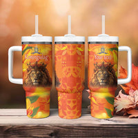 Personalized Netherlands Koningsdag Tumbler With Handle 27th April Lion with Orange Tulip
