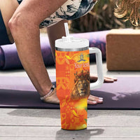 Personalized Netherlands Koningsdag Tumbler With Handle 27th April Lion with Orange Tulip