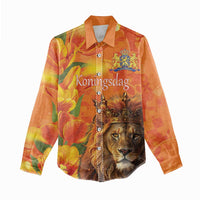 Personalized Netherlands Koningsdag Women Casual Shirt 27th April Lion with Orange Tulip