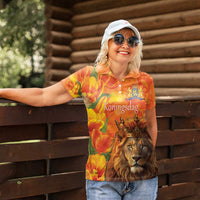 Personalized Netherlands Koningsdag Women Polo Shirt 27th April Lion with Orange Tulip
