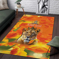 Personalized Netherlands Koninginnedag Area Rug 30th April Lioness with Orange Tulip