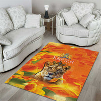 Personalized Netherlands Koninginnedag Area Rug 30th April Lioness with Orange Tulip