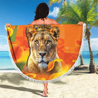 Personalized Netherlands Koninginnedag Beach Blanket 30th April Lioness with Orange Tulip