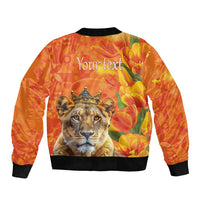 Personalized Netherlands Koninginnedag Bomber Jacket 30th April Lioness with Orange Tulip