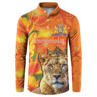 Personalized Netherlands Koninginnedag Button Sweatshirt 30th April Lioness with Orange Tulip