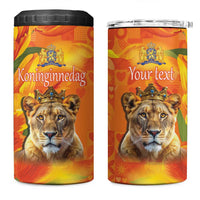 Personalized Netherlands Koninginnedag 4 in 1 Can Cooler Tumbler 30th April Lioness with Orange Tulip