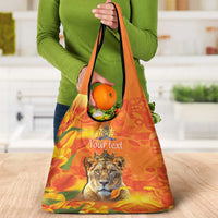 Personalized Netherlands Koninginnedag Grocery Bag 30th April Lioness with Orange Tulip