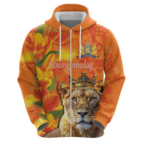 Personalized Netherlands Koninginnedag Hoodie 30th April Lioness with Orange Tulip
