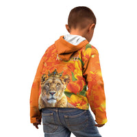 Personalized Netherlands Koninginnedag Kid Hoodie 30th April Lioness with Orange Tulip