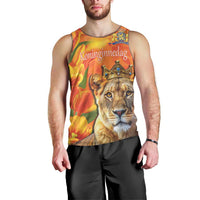 Personalized Netherlands Koninginnedag Men Tank Top 30th April Lioness with Orange Tulip