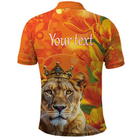 Personalized Netherlands Koninginnedag Polo Shirt 30th April Lioness with Orange Tulip