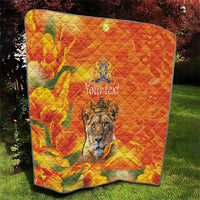 Personalized Netherlands Koninginnedag Quilt 30th April Lioness with Orange Tulip