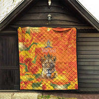 Personalized Netherlands Koninginnedag Quilt 30th April Lioness with Orange Tulip