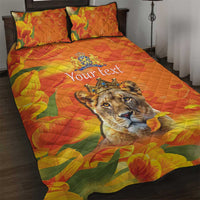 Personalized Netherlands Koninginnedag Quilt Bed Set 30th April Lioness with Orange Tulip