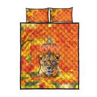 Personalized Netherlands Koninginnedag Quilt Bed Set 30th April Lioness with Orange Tulip