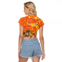 Personalized Netherlands Koninginnedag Raglan Cropped T Shirt 30th April Lioness with Orange Tulip