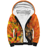 Personalized Netherlands Koninginnedag Sherpa Hoodie 30th April Lioness with Orange Tulip