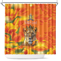 Personalized Netherlands Koninginnedag Shower Curtain 30th April Lioness with Orange Tulip